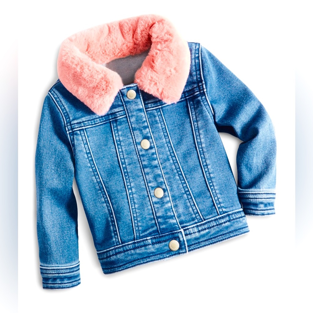 Loved Toddler Girls Faux Fur Collar Denim Jacket (girls, size 4T)